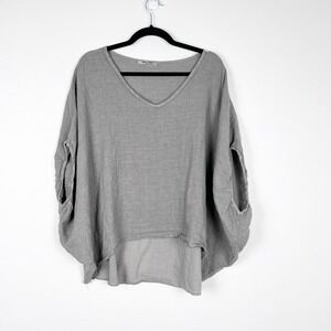 Meo Meli Women's Cacoon Style Linen Top Gray